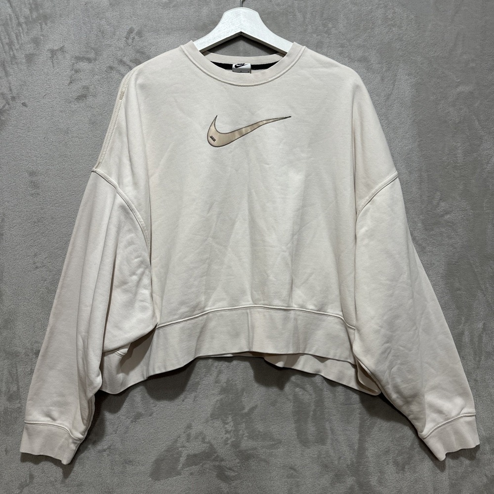 NIKE Women's Cropped‎ Swoosh Fleece Crew Sweatshirt Size L DO7211-030